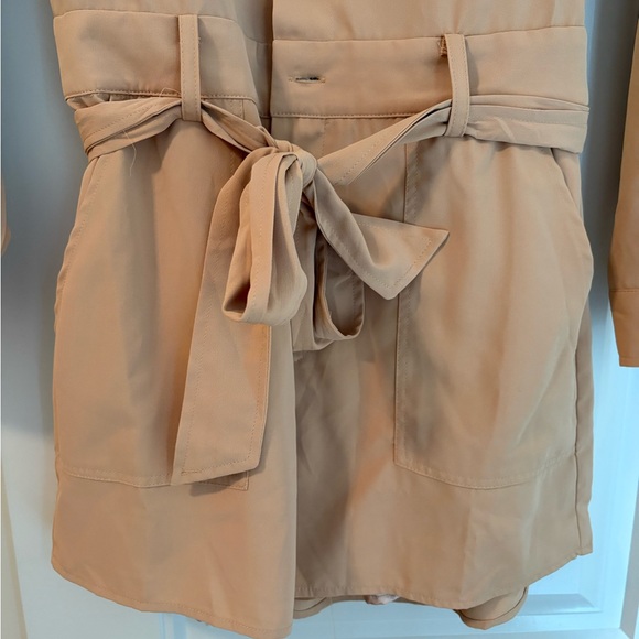 Light Tan Button Front Utility Romper - Picture 6 of 6